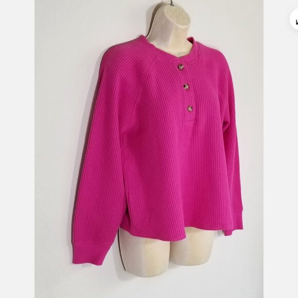 OLD NAVY Plush Waffle Knit Henley Top 6665E1M - Picture 2 of 7